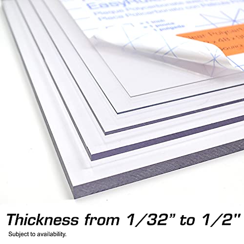 Polycarbonate Clear Plastic Sheet 12" X 18" X 0.0625" (1/16") Exact, EasyRuler Film, Shatter Resistant, Easier to Cut, Bend, Mold than Plexiglass. VEX Robot, Hobby, DIY, Industrial. Glass Replacement