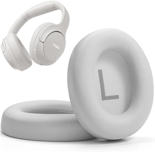 TOZO HT2 Hybrid Active Noise Cancelling Headphones, Wireless Over Ear Bluetooth Headphones+HT2 Replacement Ear Pads White