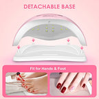 UV Gel Nail Lamp,150W UV Nail Dryer LED Light for Gel Polish-4 Timers Professional Nail Art Accessories,Curing Gel Toe Nails (Pink)