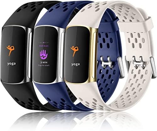 Maledan Compatible with Fitbit Charge 5/ Fitbit Charge 6 Bands Women Men, Breathable Sport Band Soft Waterproof Replacement Wristbands Strap for Fitbit Charge 5/ Charge 6 Advanced Fitness Tracker