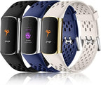 Maledan Compatible with Fitbit Charge 5/ Fitbit Charge 6 Bands Women Men, Breathable Sport Band Soft Waterproof Replacement Wristbands Strap for Fitbit Charge 5/ Charge 6 Advanced Fitness Tracker