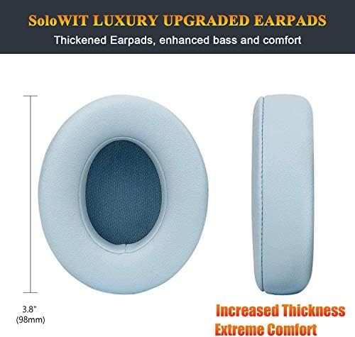 SoloWIT Replacement Ear Pads Cushions for Beats Studio 2 & Studio 3 Wired & Wireless Headphones, Earpads with Soft Protein Leather, Noise Isolation Memory Foam, Added Thickness - Crystal Blue