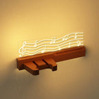 Light Up Guitar Stand Wall Mount, Solid Wood Guitar Hanger Shelf Accessories with Pick Holder, for Acoustic Electric Bass Ukulele Violin, Gift for Men Boyfriend Music Lovers Guitar Players Guitarist