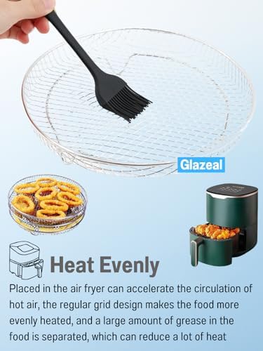 Three Stackable Dehydrator Racks for Ninja, Instant Pot Vortex, COSORI, CHEFMAN, Gowise, Ultrean, Gourmia - 304 Stainless Steel Grill Rack Fits 4.2-5.8 QT Air Fryer, Oven Air Fryer Accessories