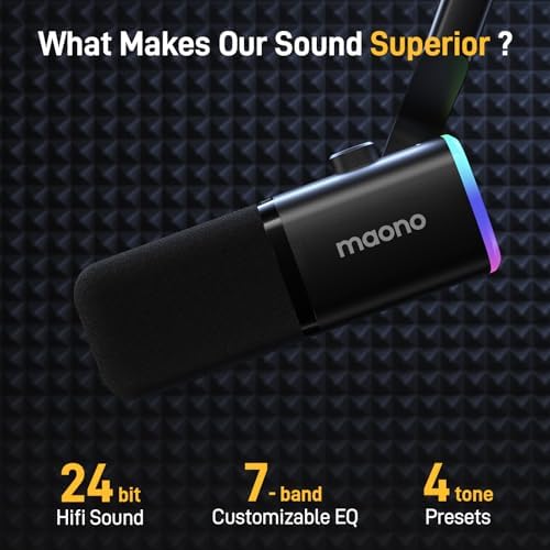 MAONO Dynamic Gaming Microphone: USB XLR Dynamic Computer Microphone with Software-RGB PC Mic for Gamer-Podcast Microphone Kit for Streaming Recording Studio YouTube Content Creation Online Chat