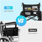 supregear Wheelchair Basket for Back, Large Capacity Wheelchair Backpack Organizer Bag with Multiple Pockets and Cup Holder Wheelchair Accessories Waterproof Storage Bag for Seniors, Black