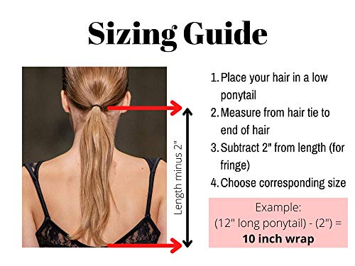 Black 11" inch Leather Ponytail Hair Wrap for Long Hair - HANDMADE Motorcycle Hair Protector for Women | Jeweled Genuine Leather Motorcycle Ponytail Holder Hair Accessories | Biker Gear MADE IN USA