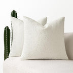 MIULEE Set of 2 White Throw Pillow Covers 20x20 Inch Decorative Couch Pillow Covers Textured Boucle Accent Solid Christmas Pillow Cases Soft for Cushion Chair Sofa Bedroom Livingroom Home Decor