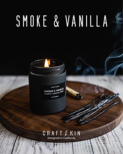 Scented Candles for Men | Wood & Vanilla Scented Candles | Winter Candles | Soy Candles for Home Scented | Masculine Candle, Wood Wicked Candles | Vanilla Candle in Black Jar