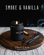 Scented Candles for Men | Wood & Vanilla Scented Candles | Winter Candles | Soy Candles for Home Scented | Masculine Candle, Wood Wicked Candles | Vanilla Candle in Black Jar