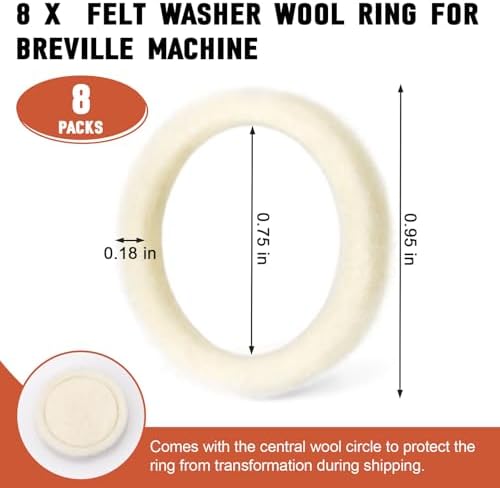 BES870XL Felt Washer Lower Burr for Breville Espresso Machine Grinders, SP0001575 Replacement Accessories for Breville Barista Express 870/876/878/880/980, Coffee Machine Cleaning Gasket, 8 Pack