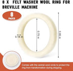 BES870XL Felt Washer Lower Burr for Breville Espresso Machine Grinders, SP0001575 Replacement Accessories for Breville Barista Express 870/876/878/880/980, Coffee Machine Cleaning Gasket, 8 Pack