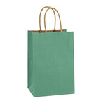 BagDream Kraft Paper Bags 100Pcs 5.25x3.75x8 Inches Small Paper Gift Bags with Handles Bulk, Paper Shopping Bags, Kraft Bags, Party Bags, Gift Bags (Green)