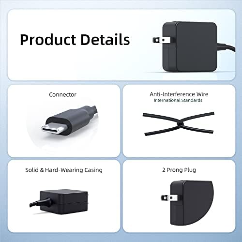 45W AC Charger Replacement Fit for Samsung Galaxy Chromebook XE930QCA XE931QCA, Galaxy Chromebook 2 XE530QDA 15.6”13.3” Galaxy Chromebook Go 14" XE345XDA-MA1TM Laptop Adapter Power Supply Cord