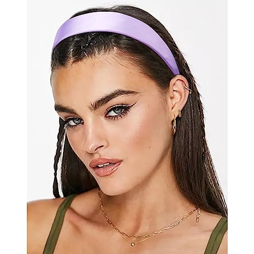 VELSCRUN Headbands for Women Girls 1.6 Inch Purple Satin Wide Headband Head Bands for Womens Hair Solid Simple Fashion Hair Bands Cosplay Halloween Hair Accessories Gifts for Mothers Sisters