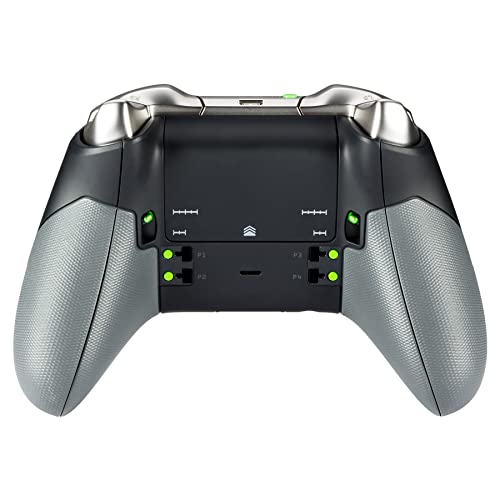 eXtremeRate Gray Rubberized Right Left Side Rails, Replacement Rear Handle Grips, Back Panels Faceplates Kits for Xbox One Elite Controller (Model 1698)