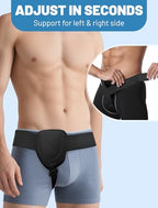 Hernia Belts for Men Inguinal, Hernia Belt for Women, Inguinal Hernia Support for Left or Right Side, Comfortable Adjustable Waist Strap with Removable Compression Pads, Black