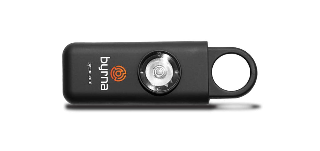 Byrna Banshee Personal Safety Alarm - 130 dB Loud Military Grade Self Defense Emergency Keychain Siren Device with LED Strobe Alert Light for Women, Men, Children, Elderly, Hikers and Runners (Black)
