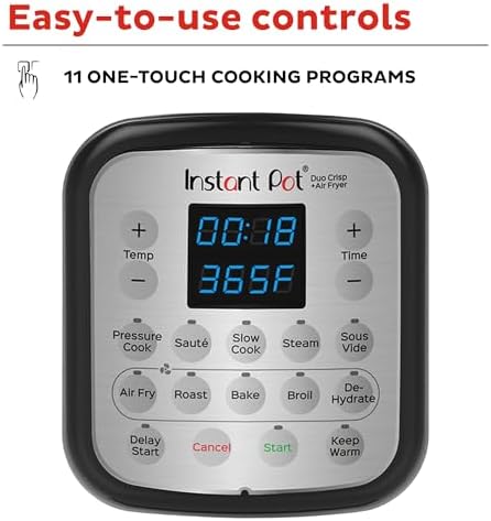Instant Pot Duo Crisp 11-in-1 Air Fryer and Electric Pressure Cooker Combo with Multicooker Lids that Air Fries, Steams, Slow Cooks, Sautés, Dehydrates, & More, Free App With Over 800 Recipes, 6 Quart