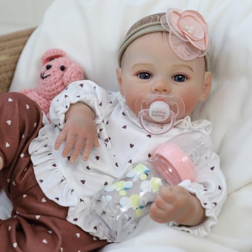 Lifelike Reborn Baby Dolls - 18 Inch Realistic Newborn Baby Dolls Girl, Real Life Baby Dolls with Soft Weighted Body, Real Baby Reborn Gift with Accessories for 3+ Years Old Kids