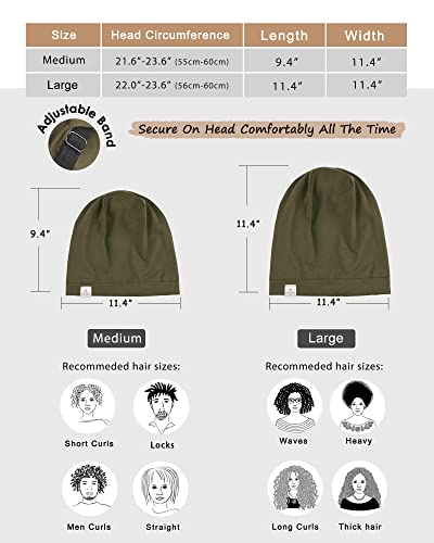 YANIBEST Slouchy Beanie Hat Satin Lined Sleep Cap Satin Bonnet Chemo Headwear Caps for Women and Men Olive Green