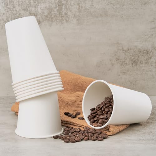 METAPRINT [500 Count] 12 oz Disposable Paper Coffee Cups, White Hot Paper Cups for Cafes, Bistros, Parties, and Events