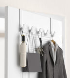 KitchLife Over The Door Hooks Hanger with Extended Arms for Easy Use by Women, Fits 1 3/4" Doors, L18U - Bathroom Accessories and Towel Rack Organization - 1 Pack, White
