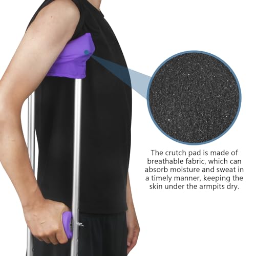 Crutch Pads and Crutch Hand Grip Covers Non Slip Universal Underarm Padding Washable Soft Foam Crutch Pad Covers for Adults, Kids 4PCS (Purple)