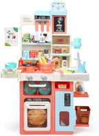HOLYFUN Kids Kitchen Playset, Kitchen Set for Toddler with Sound and Light, Cooking Stove with Steam, Play Sink and Toy Kitchen Accessories, Pretend Kitchen Toys for Kids Girls Boys, Pink