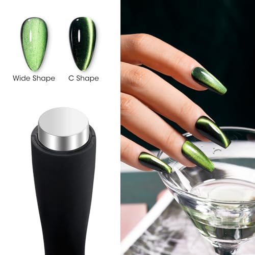 Gellen 5 in 1 Nail Magnet Tool, Multi-function Strong Cat Eye Magnet for Nails,3D Cat Eye Gel Nail Polish Wand Stick Tools Accessories for Nail Art, Salon, Manicure (Black)