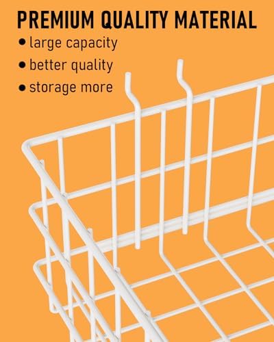 INCLY 4 Pack Pegboard Baskets Bins Set, 4 Size Square Style Metal White Wire Basket for Any Peg Board Organizing Tools, Pegboard Accessories for Workbench Garage Wall Storage Attachments