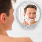 HONEYBULL Shower Mirror Fogless for Shaving - with Suction, Razor Holder for Shower & Swivel, Small Mirror, Shower Accessories, Bathroom Mirror, Bathroom Accessories, Holds Razors (White)
