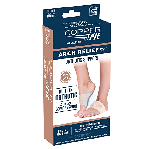 Copper Fit Arch Relief PLUS – Compression Wrap with Orthotic Arch Support Plantar Fasciitis, Flat Feet, Fallen Arches – Universal Fit for Men and Women