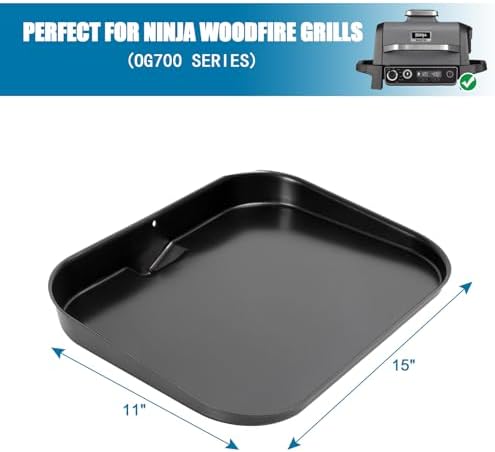 LS'BABQ Griddle Plate for Ninja Woodfire OG700/OG701 Grill Series, XSKGRDPLT Woodfire OG701, Premium Non-Stick Flat Top Cooking Surface Griddle, 15" x 11" Foodi Griddle Pan for Ninja Grill Accessories