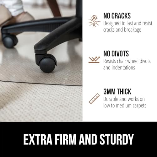 GORILLA GRIP Slip Resistant Office Chair Mat for Carpet Floors, Smooth Glide Under Desk Carpeted Floor Protector, Heavy Duty Plastic Computer Mats for Rolling Work and Gaming Chairs 32.5x48, Clear
