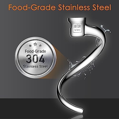 Stainless Steel Spiral Dough Hook Replacement for KitchenAid 4.5-5 Qt. Tilt-Head Stand Mixers.Accessories Compatible for Kitchen Aid K45, K45SS, KN15E1X, KSM75, KSM85PS, KSM88PSQ, KSM90 etc.