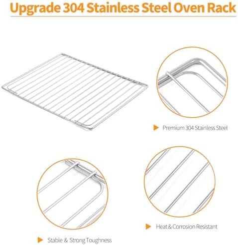 Atgestore 2 Pcs 304 Stainless Steel Oven Rack Replacement for Breville Smart Oven Parts BOV800XL Pro BOV845BSS Plus BOV810BSS Breville Toaster Oven Baking Rack Oven Wire Rack Cooling Racks