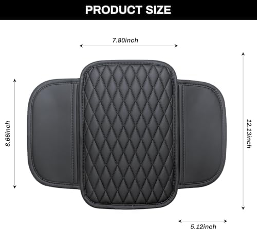 Ouzorp Car Center Console Cover, Upgraded Microfiber Leather Car Arm Rest Cover with 2 Storage Bags, Universal Armrest Cover for Car Storage Box Car Interior Accessories Protector for Most Vehicle
