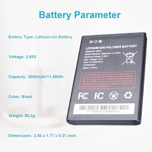 MF01 Lithium ion Battery - Replacement Battery for MF01 for AT&T Turbo Hotspot 2 (CT2MH507) High Capacity Lithium ion Battery 3000mAh