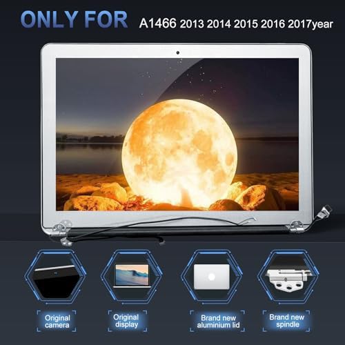 Replacement Screen 13.3" for MacBook Air A1466 13-inch 2013 2014 2015 2016 2017 EMC 2632 EMC 2925 EMC 3178 Full LCD Screen Display Assembly（Silver）