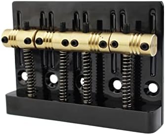 Guyker 4 String High Mass Bass Bridge with Vintage CNC Machined Brass Saddles Tailpiece Replacement for Jazz Electric Bass (GB403, black)