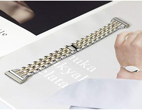 Bling Bands Compatible with Fitbit Versa 4/Sense 2/Versa 3/Sense, Women Dressy Slim Bracelet Metal Replacement Wristbands