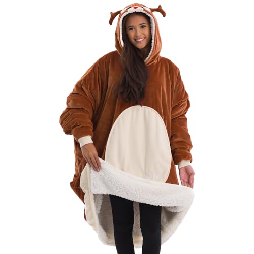 THE COMFY Original Reindeer Wearable Blanket Christmas Gifts for Women and Men, Oversized Microfiber and Sherpa Blankets As Seen On Shark Tank