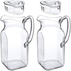 Amazing Abby - Quadly - 2-Pack Acrylic Pitcher (64 oz), Clear Plastic Water Pitcher with Lid, Fridge Jug, BPA-Free, Shatter-Proof, Great for Iced Tea, Sangria, Lemonade, Juice, Milk, and More