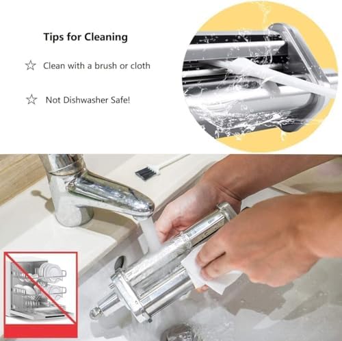 Pasta Roller, Pasta Maker Attachment Compatible with KitchenAid Stand Mixer, 8 Thickness Adjustable Pasta Roller, Stainless Steel Pasta Maker Replacement, Medium, Silver