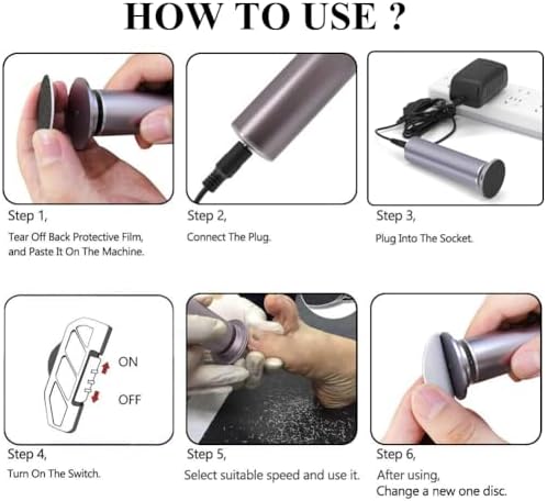 Electric Callus Remover for Feet, Adjustable Various Speed, Powerful Electric Foot File Sander Scrubber Foot Grinder for Dead Skin with 60 Replacement Sanding Discs, 01Gray