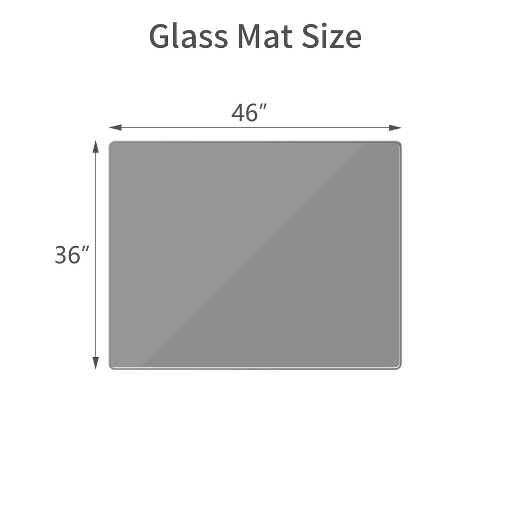 Tempered Glass Floor Mat for Office Chair, 36" x 46" Heavy Duty Hard Office Chair Mat, for Carpeted or Hard Floor, with 4 Anti-Slip Pads, Grey