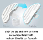 uahpet Official Water Fountain Filters Upgraded 6 Pack Replacement Filters & 12 Pack Replacement Filter Sponges for 67oz/2L Automatic Pet Fountain Cat Water Fountain Cat Water Dispenser
