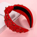 Valentine's Day Headband for Women, Red Pink Rhinestone Heart Headbands, Knotted Headband, Valentine's Day Hair Accessories, Gifts (Red Heart F)