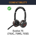 SOULWIT Cooling Gel Earpads Replacement for Jabra Evolve 75(75UC 75MS 75SE) Stereo Wireless Bluetooth Headset, Ear Pads Cushions with High-Density Noise Isolation Foam - Black